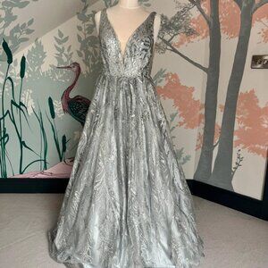 Silver Sparkly Ball Wedding Gown